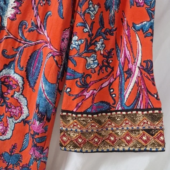 Boho Beaded, Embroidered Floral Blouse, Soft Surroundings brand, sz 16, … - Picture 4 of 15